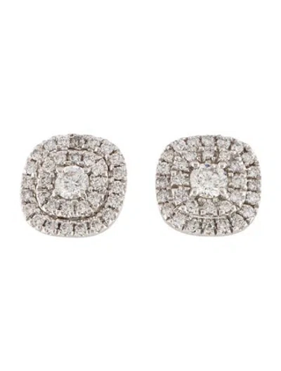 Pre-owned Earrings 14k 1.00ctw Diamond Double Halo Stud  In Multi