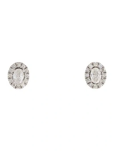 Pre-owned Earrings 14k 1.00ctw Diamond Halo Stud  In Multi