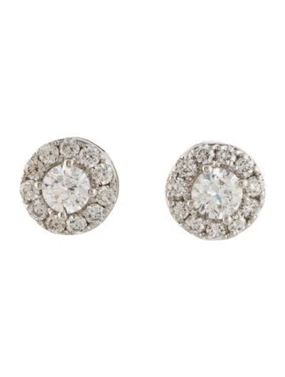 Pre-owned Earrings 14k 1.00ctw Diamond Halo Stud  In Multi