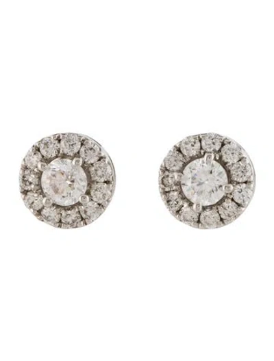 Pre-owned Earrings 14k 1.00ctw Diamond Halo Stud  In Multi