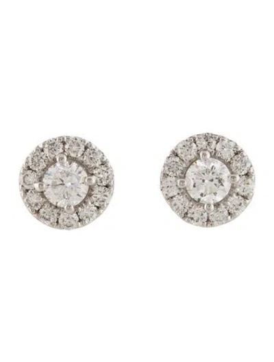 Pre-owned Earrings 14k 1.00ctw Diamond Halo Stud  In Multi