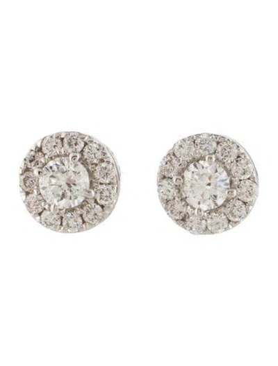 Pre-owned Earrings 14k 1.00ctw Diamond Halo Stud  In Multi