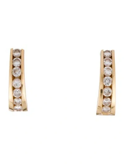 Pre-owned Earrings 14k 1.00ctw Diamond Hoop Earring In Multi