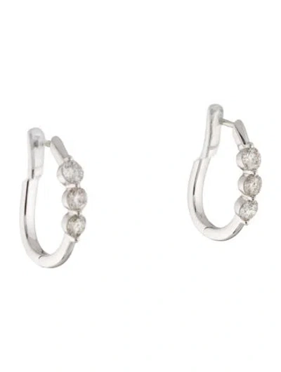 Pre-owned Earrings 14k 1.00ctw Diamond Hoop  In Multi