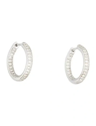Pre-owned Earrings 14k 1.00ctw Diamond In-out Hoop In Multi