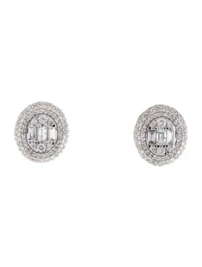 Pre-owned Earrings 14k 1.00ctw Diamond Oval Earclips In Multi