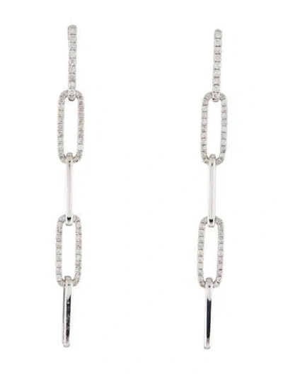 Pre-owned Earrings 14k 1.00ctw Diamond Paperclip Link Drop  In Multi