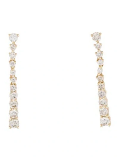 Pre-owned Earrings 14k 1.00ctw Diamond Tapered Drop  In Multi