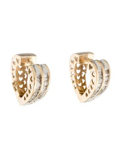 Pre-owned Earrings 14k 1.00ctw Diamond Wide Hoop  In Multi