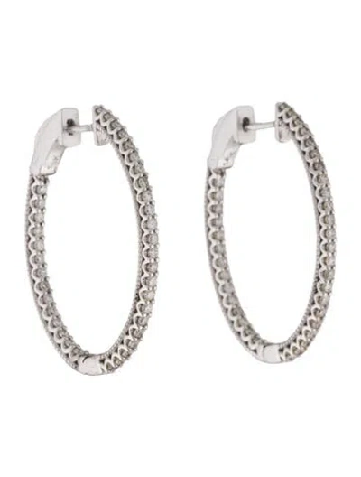 Pre-owned Earrings 14k 1.01ctw Diamond Inside-out Oval Hoop  In Multi