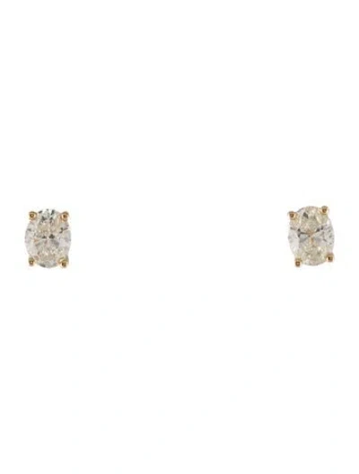 Pre-owned Earrings 14k 1.01ctw Diamond Oval Stud In Multi