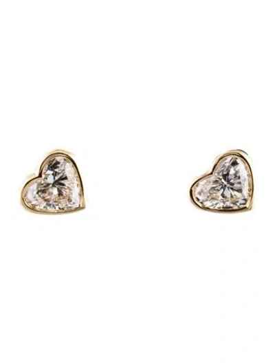 Pre-owned Earrings 14k 1.01ctw Lab-grown Diamond Heart Stud  W/ Tags In Multi