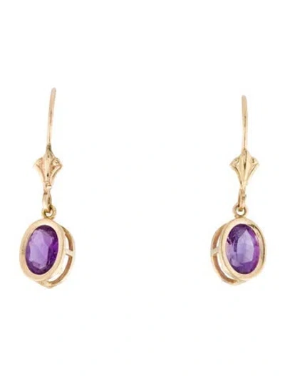 Pre-owned Earrings 14k 1.02ctw Amethyst Drop  In Multi