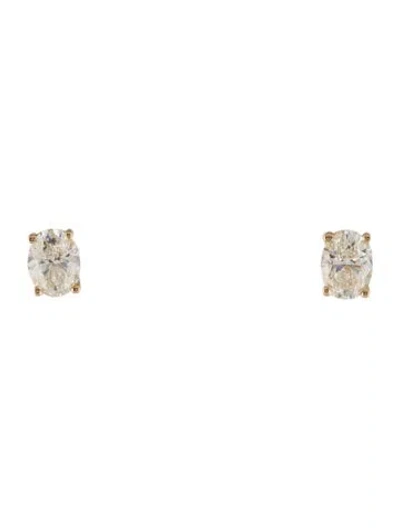 Pre-owned Earrings 14k 1.02ctw Diamond Oval Stud In Multi