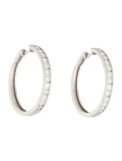 Pre-owned Earrings 14k 1.04ctw Diamond Hoop  In Multi