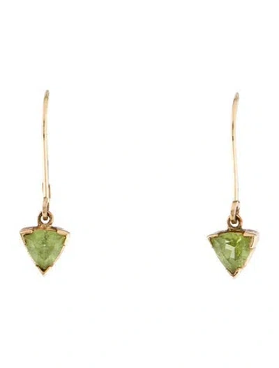 Pre-owned Earrings 14k 1.04ctw Peridot Drop  In Multi
