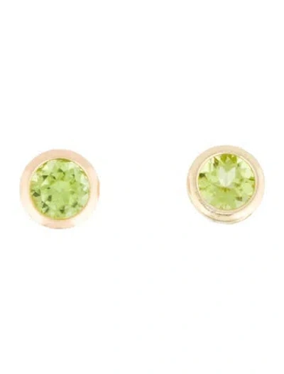 Pre-owned Earrings 14k 1.04ctw Peridot Stud  In Multi
