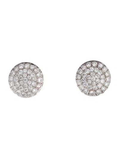 Pre-owned Earrings 14k 1.05ctw Diamond Pave Disc Stud  In Multi