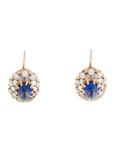 Pre-owned Earrings 14k 1.05ctw Sapphire & Cubic Zirconia  In Multi