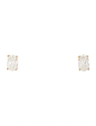 Pre-owned Earrings 14k 1.06ctw Diamond Oval Stud In Multi