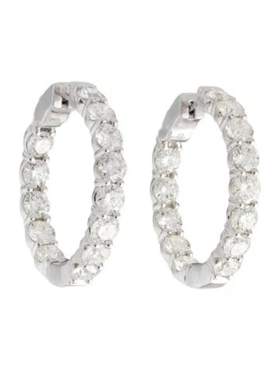 Pre-owned Earrings 14k 10.70ctw Diamond Inside Out Hoop  In Multi