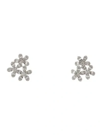 Pre-owned Earrings 14k 1.07ctw Diamond Floral Stud  In Multi