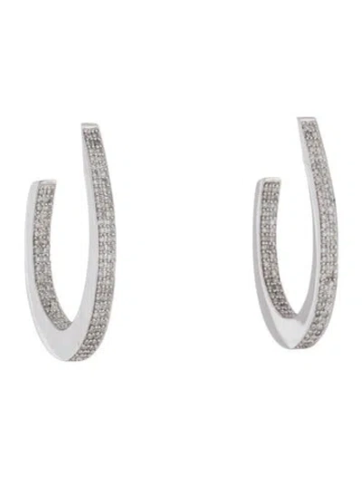 Pre-owned Earrings 14k 1.07ctw Diamond Hoop  In Multi