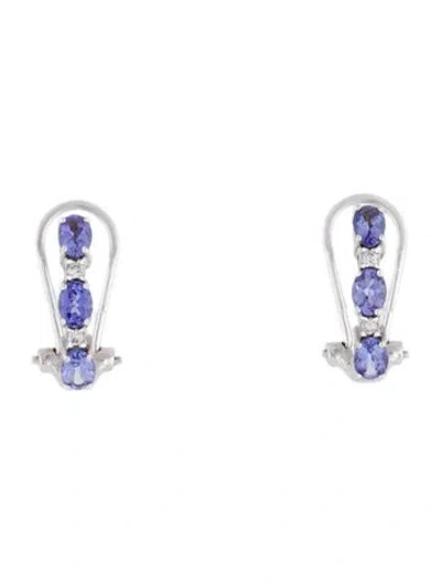 Pre-owned Earrings 14k 1.08ctw Tanzanite & Diamond Earclips In Multi