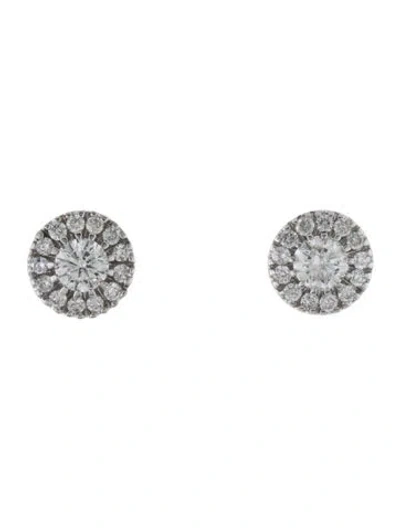 Pre-owned Earrings 14k 1.09ctw Diamond Halo Stud  In Multi