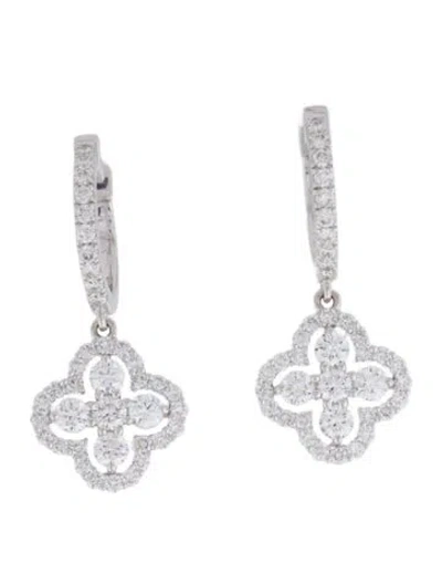 Pre-owned Earrings 14k 1.09ctw Lab-grown Diamond Floral Drop Hoop  In Multi