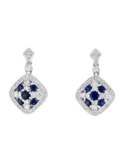 Pre-owned Earrings 14k 1.09ctw Sapphire & 1.31ctw Diamond Drop  In Multi