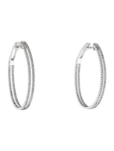 Pre-owned Earrings 14k 1.10ctw Diamond Inside-outside Hoop  In Multi