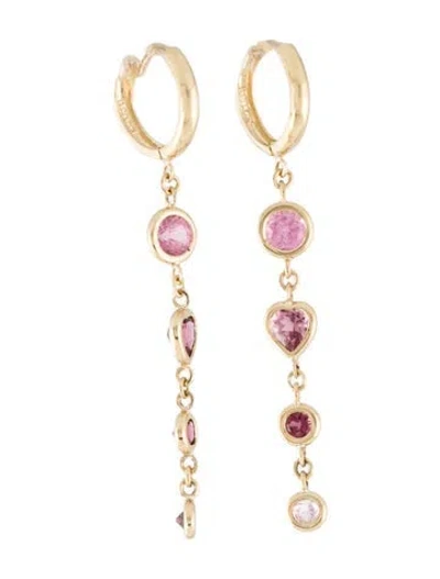Pre-owned Earrings 14k 1.10ctw Tourmaline Drop  In Multi