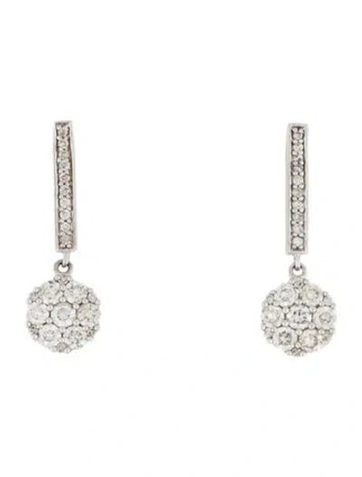 Pre-owned Earrings 14k 1.12ctw Diamond Floral Drop  In Multi