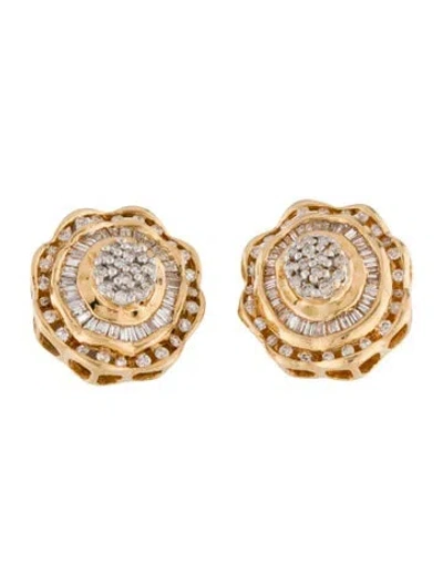 Pre-owned Earrings 14k 1.15ctw Diamond Cluster Stud  In Multi