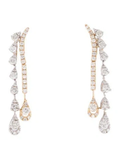Pre-owned Earrings 14k 1.15ctw Diamond Drop  In Multi