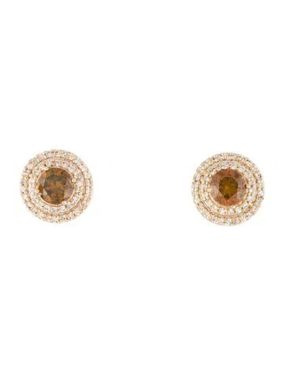 Pre-owned Earrings 14k 1.15ctw Diamond Halo Stud  In Multi