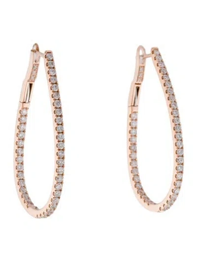 Pre-owned Earrings 14k 1.17ctw Diamond Inside-out Hoop  In Multi