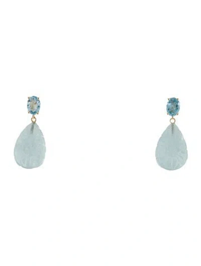 Pre-owned Earrings 14k 1.18ctw Aquamarine Drop  In Multi