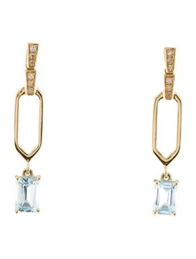 Pre-owned Earrings 14k 1.1ctw Topaz & Diamond Drop  In Multi