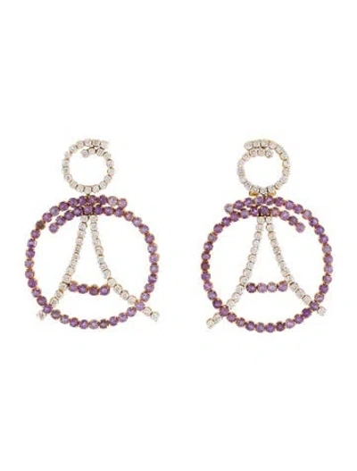 Pre-owned Earrings 14k 12.03ctw Amethyst & Diamond 'a' Drop  In Multi