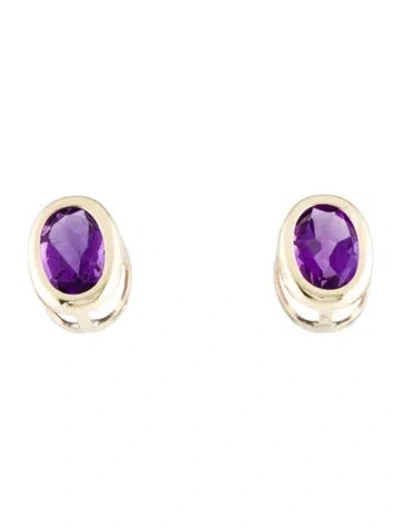 Pre-owned Earrings 14k 1.20ctw Amethyst Stud  In Multi