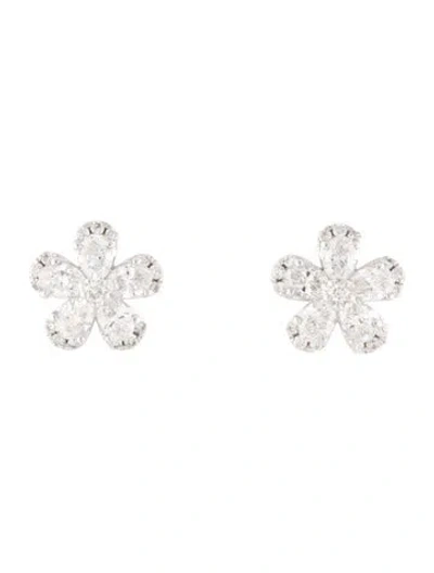 Pre-owned Earrings 14k 1.20ctw Diamond Flower Stud  In Multi