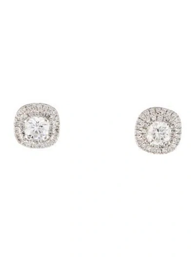 Pre-owned Earrings 14k 1.20ctw Diamond Halo Stud  In Multi