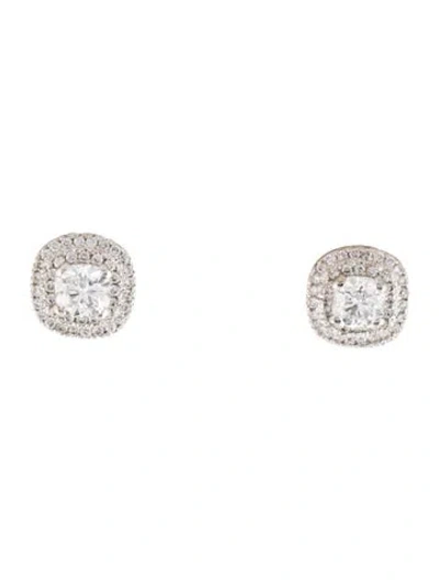 Pre-owned Earrings 14k 1.20ctw Diamond Halo Stud  In Multi