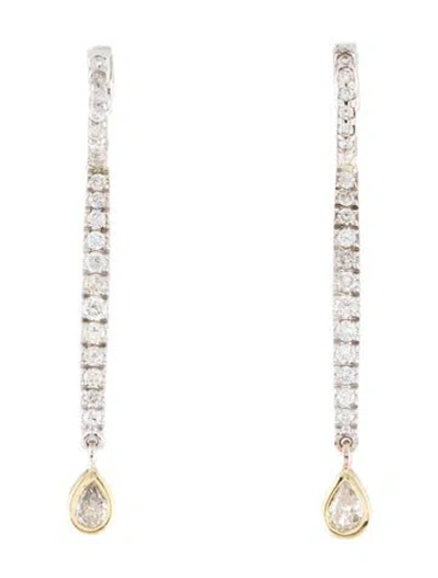 Pre-owned Earrings 14k 1.20ctw Diamond Linear Drop  In Multi