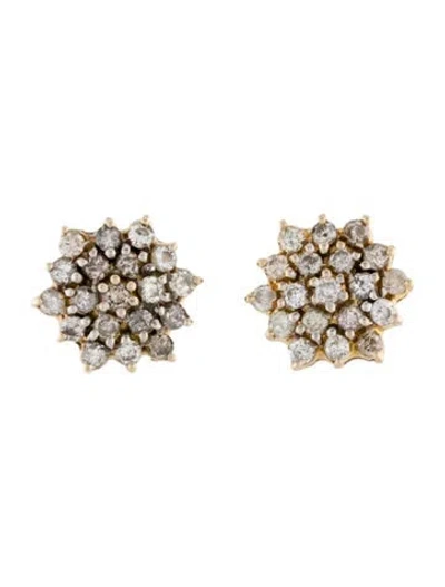 Pre-owned Earrings 14k 1.21ctw Diamond Cluster Stud  In Multi