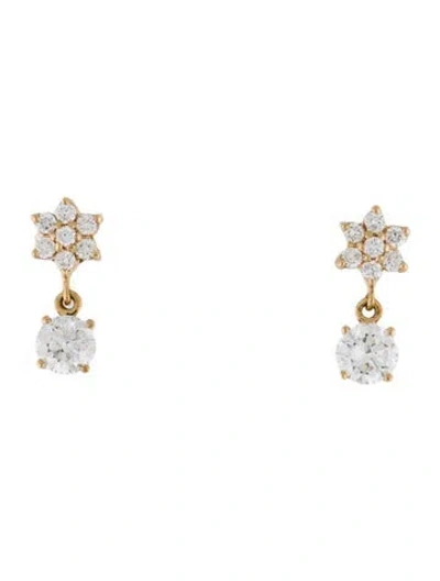 Pre-owned Earrings 14k 1.22ctw Diamond Drop  In Multi