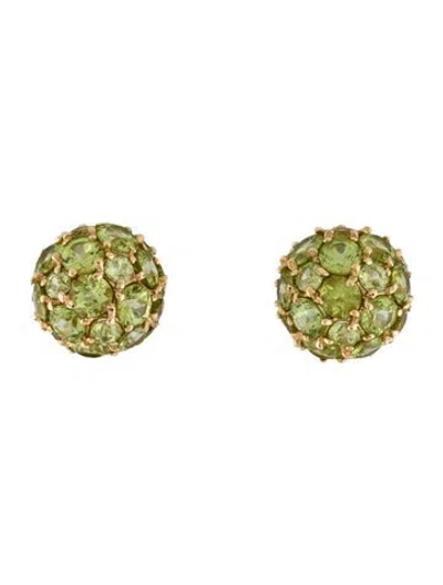 Pre-owned Earrings 14k 12.34ctw Peridot Stud  In Multi