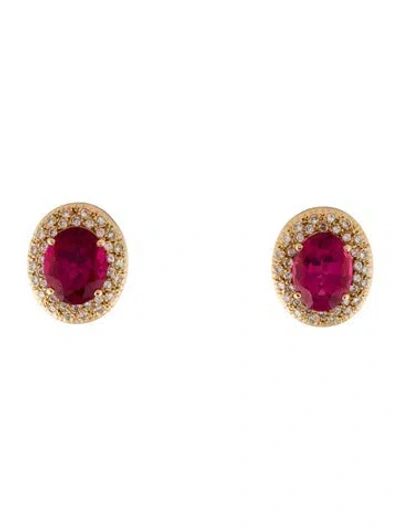 Pre-owned Earrings 14k 12.38ct Tourmaline & 1.26ctw Diamond Earclips In Multi